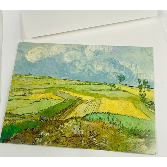 Vincent Van Gogh Painting The Plain Of Auvers  Blank Greeting Card With Envelope - Picture 2 of 7
